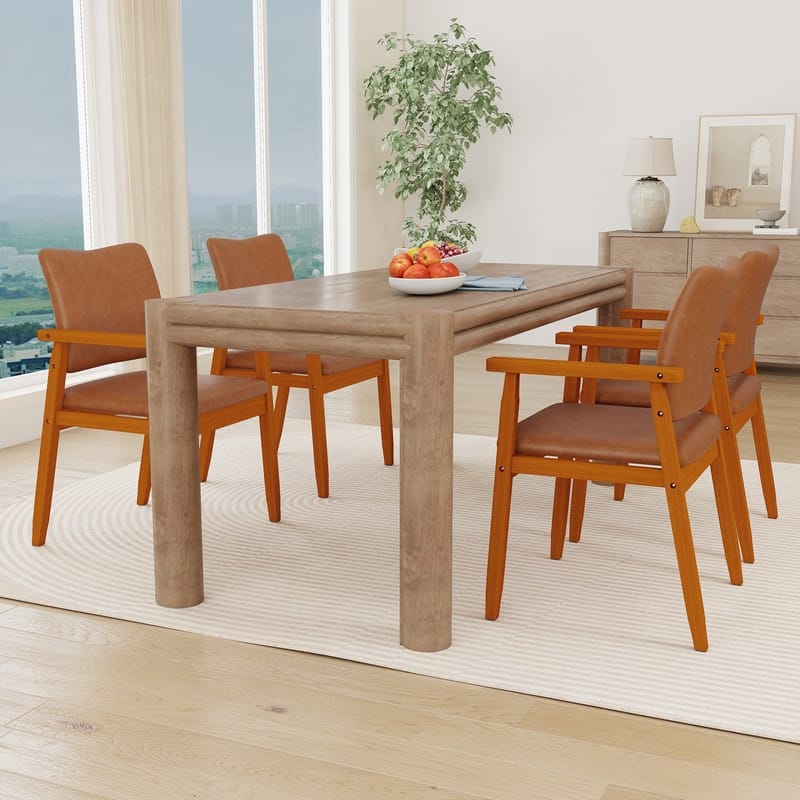 Walnut Upholstered Dining Chairs Solid Wood Arm Chair