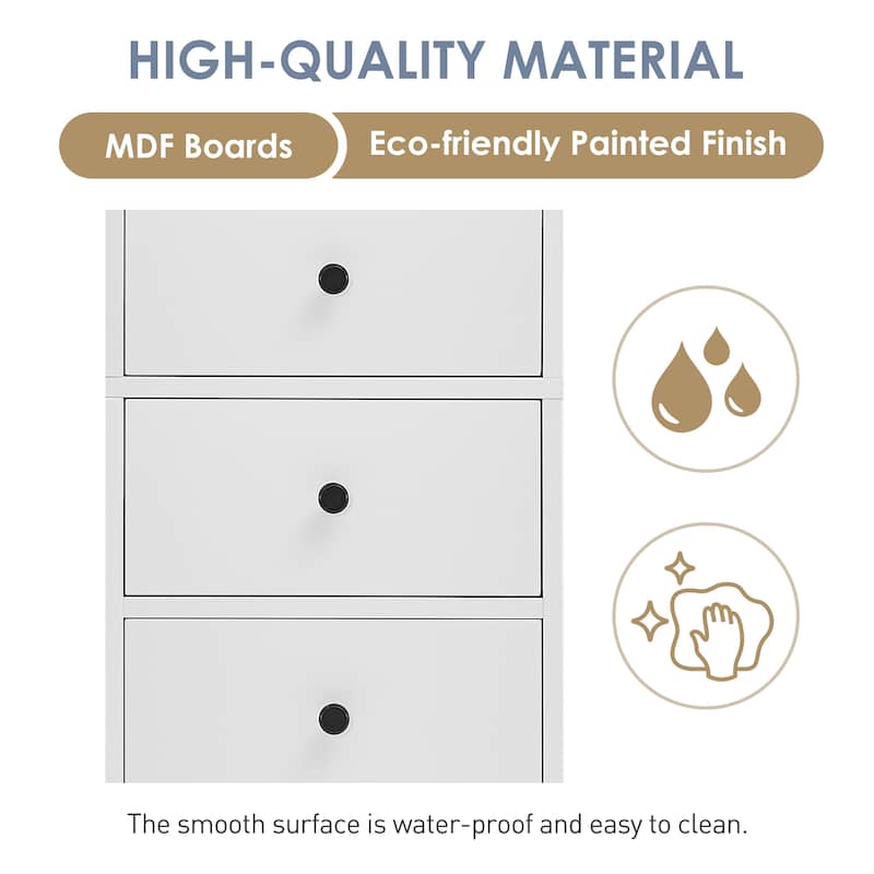 White Tall Bathroom Cabinet - White