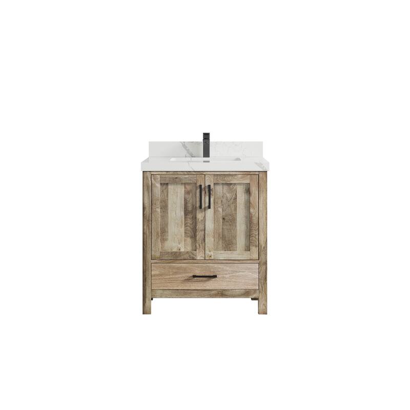 Willow Collections 30 in. W x 22 in. D Malibu Mango Single Sink Bathroom Vanity with Countertop - 2" Calacatta Laza - Natural Mango