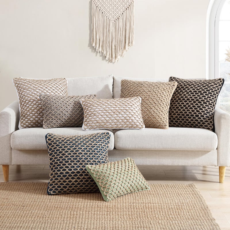 Boho Living Jada Braided Cotton/Jute Throw Pillow Covers