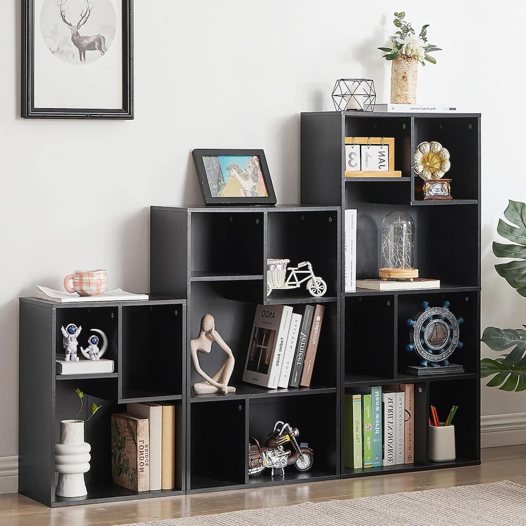 VECELO Wide Wood Organizer Bookcase Sets
