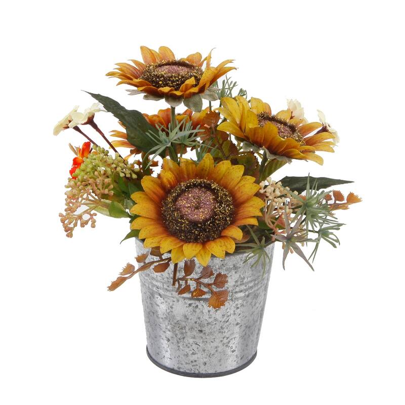 8" Tall SUNFLOWERS MIX IN TIN