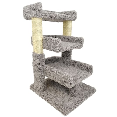 Premier Triple Cat Perch with Multi-Level Lounging Spots and Scratching Posts for Playful Indoor Cats