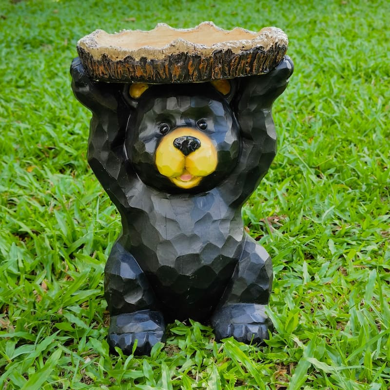 Sitting Bear Outdoor Patio Bird Bath - 12.25"