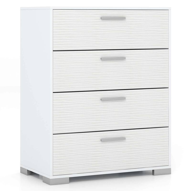 Costway 4 Drawer Storage Cabinet with Metal Legs & Handles - White