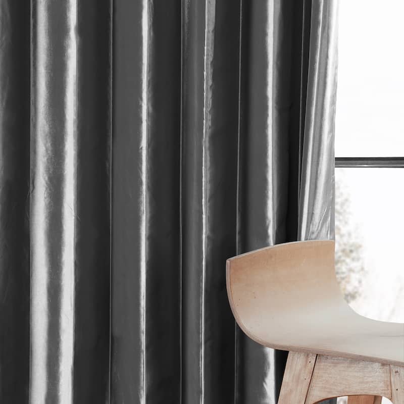 Exclusive Fabric Faux Silk Taffeta Solid Blackout Curtain (1 Panel)