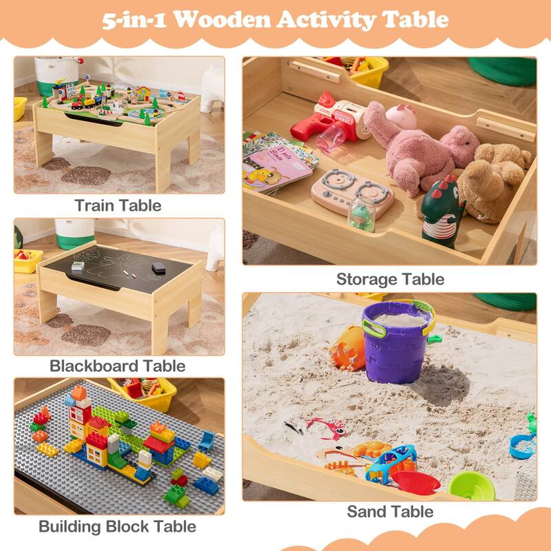 Costway All-in-One Kids Activity Table with Reversible Blackboard & - See Details