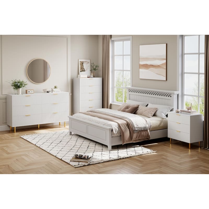 3 Drawer Dresser, Wood Chest of Drawers Organizer Storage with Gold Handle, Small Storage Cabinet