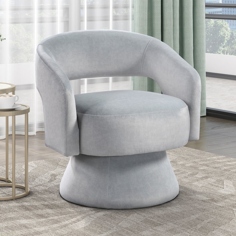 Arden 27" Velvet Swivel Chair - 360-Degree Metal Swivel Base