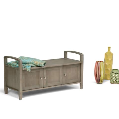 WYNDENHALL Norfolk SOLID WOOD 44 inch Wide Transitional Entryway Storage Bench - 44 Inches wide