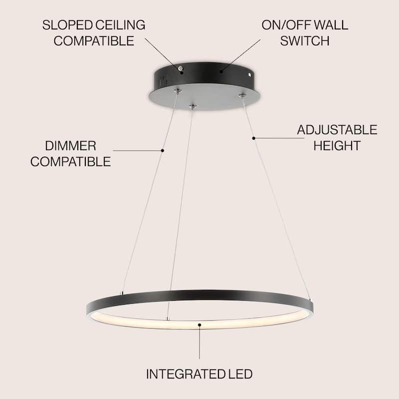 Kinsley Modern Bohemian Iron Integrated LED Pendant by JONATHAN Y