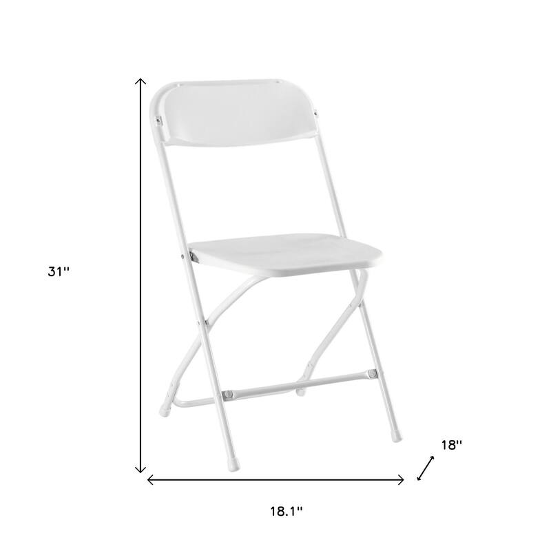 Set of Six White Metal Outdoor Folding Stacking Dining Chairs