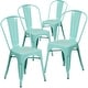 preview thumbnail 55 of 164, Metal Indoor/ Outdoor Stackable Bistro Chair (Set of 4) Mint Green