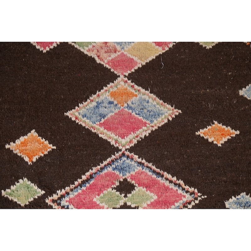 Tribal Oriental Geometric Moroccan Area Rug Hand-knotted Wool Carpet - 6'10" x 10'10"