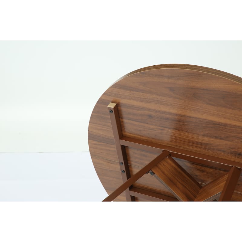 39.4" Round Dining Table for 4, Farmhouse Kitchen Table with Wooden Reinforced Base