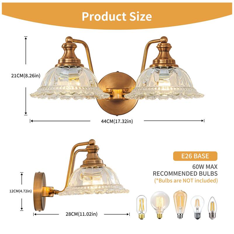Modern Vanity Light with Crystal Glass Shade
