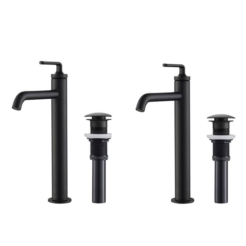 Kraus Pack of (2) Ramus 1.2 GPM Vessel Single Hole Bathroom Faucet - Matte Black