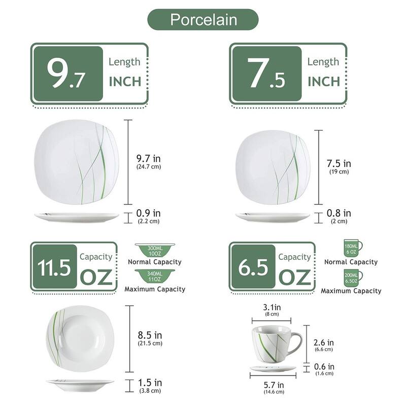VEWEET Aviva Porcelain Dinnerware Set (Service for 6)