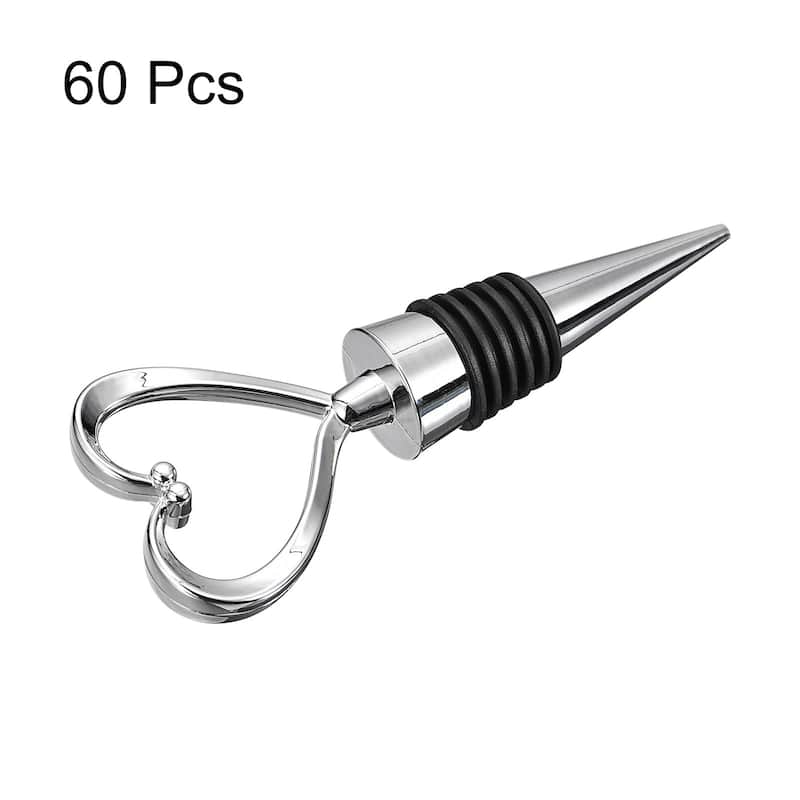 Heart Shape Reusable Wine Bottle Stoppers Beverage Sealing Plugs - Silver