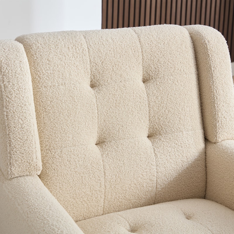 Teddy Fabric Accent Chair with Padded Seat, Curved Back and Black Wood Legs, 250lb Capacity