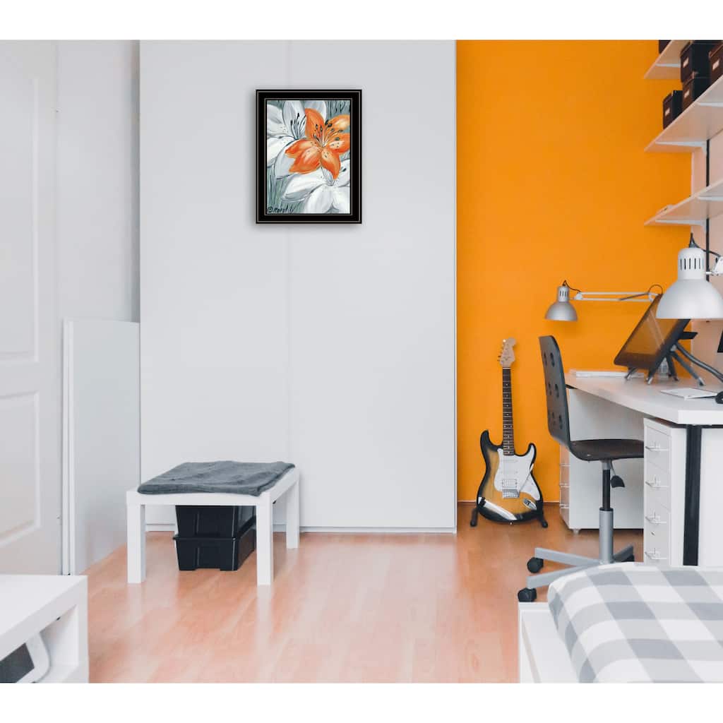 TrendyDecor4U Contemporary "Tiger Lily in Orange" Framed Print Wall Art by Roey Ebert