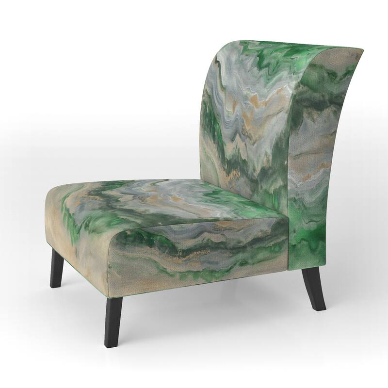 Designart "Coast Blue Sea Waves Watercolour" Upholstered Abstract Accent Chair - Modern Arm Chair For Bedroom