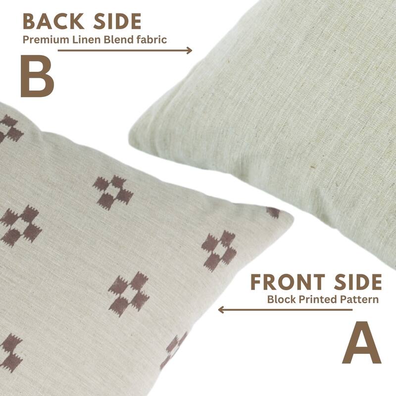 Fabdivine Soft Linen Cushion Cover Floral Block Print for Farmhouse Mustard Living Room or Office Décor, Banke Bihari