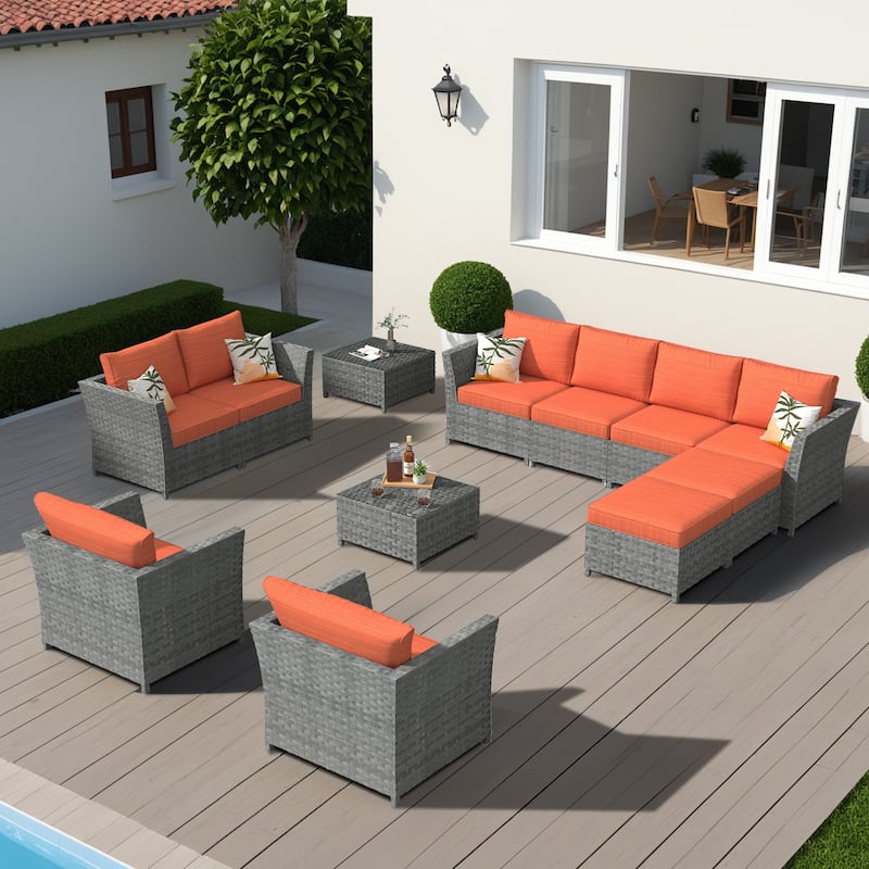 XIZZI 12-piece Outdoor Patio Furniture Sectional Set (fully assembled) - Red/Orange