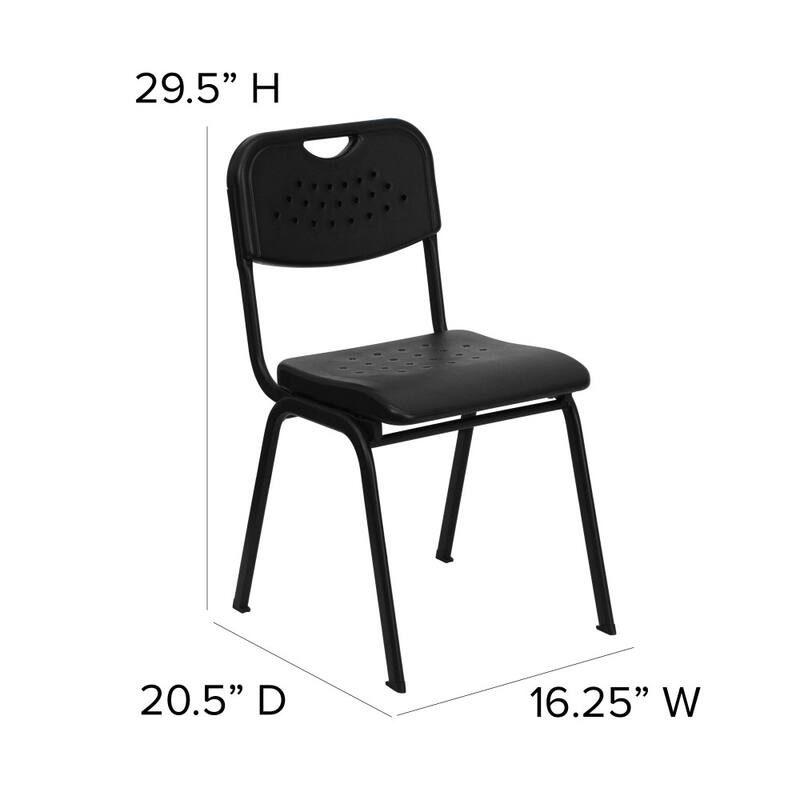 5 Pack 880 lb. Capacity Plastic Stack Chair with Open Back and Frame