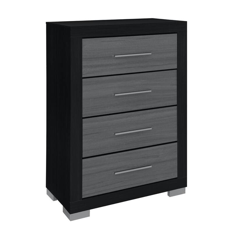 HomeRoots 31" Black And Gray Wood Four Drawer Dresser