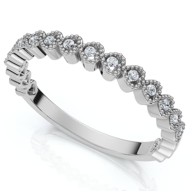 Bliss Diamond Stackable Women's Wedding Diamond Anniversary Heart Band Gold Lab Grown