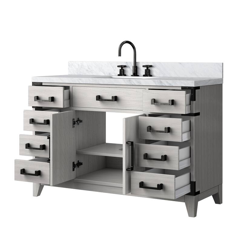 Laurel Bath Vanity Carrara Marble Top, Sink and Faucet