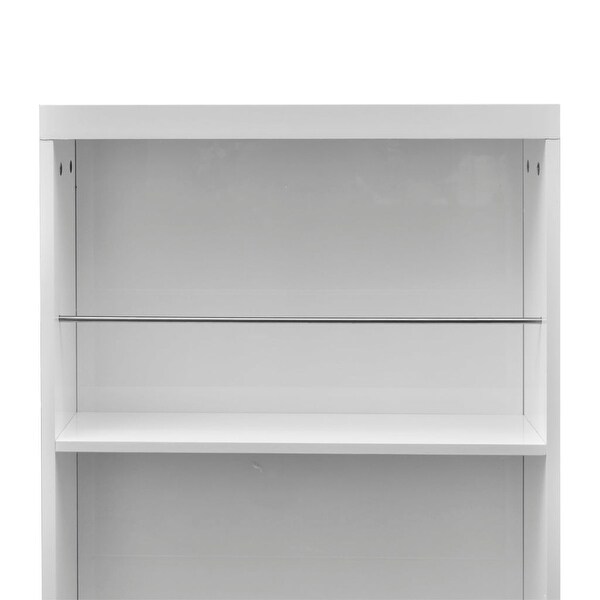 High Gloss Bar Coffee Breakfast Table Dining Counter Wine Shelves Rack White NEW