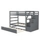 preview thumbnail 21 of 31, Wooden Twin over Twin Bunk Bed Frame with Twin Size Trundle Bed Frame, Storage Stairs and Guardrails for Kids, Teens
