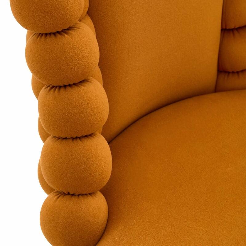 Set of 2 Puffy Bubble Velvet Dining Chairs with Ball Chain Detail & Gold Legs