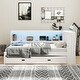 preview thumbnail 17 of 26, Full Size Wood Daybed with Storage Shelves,USB,LED Design,With Twin Size Trundle