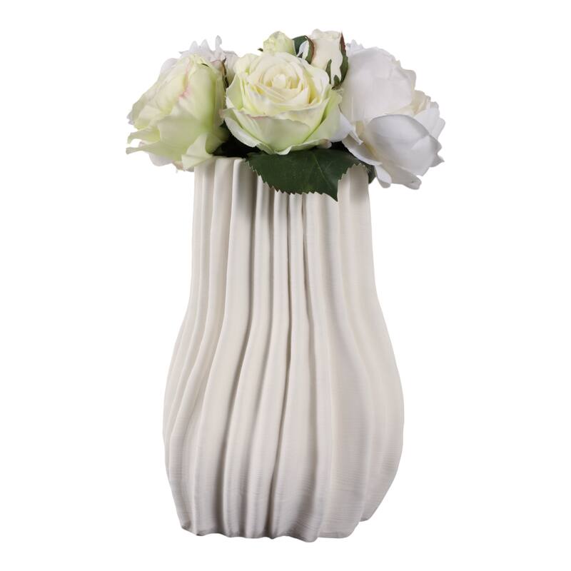 Porcelain Decorative Vase with Sculptural Rippled Design and Textured Contours