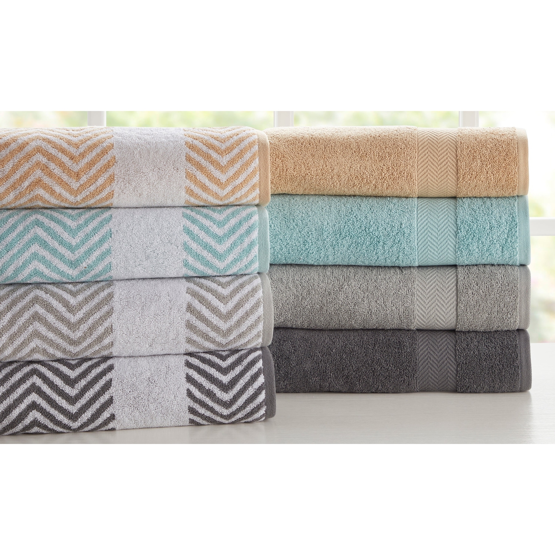 Kathy Ireland 6 Piece Chevron Jacquard Towel Set with LetsDry