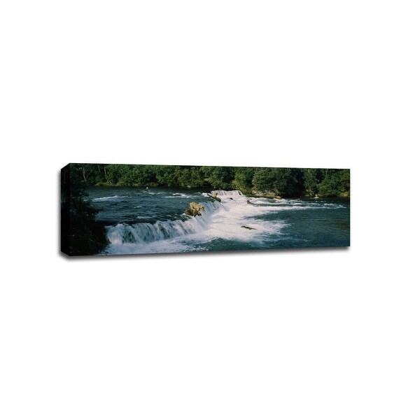 Grizzly Bears Hunting In The River Animals 36x12 Gallery Wrapped Canvas