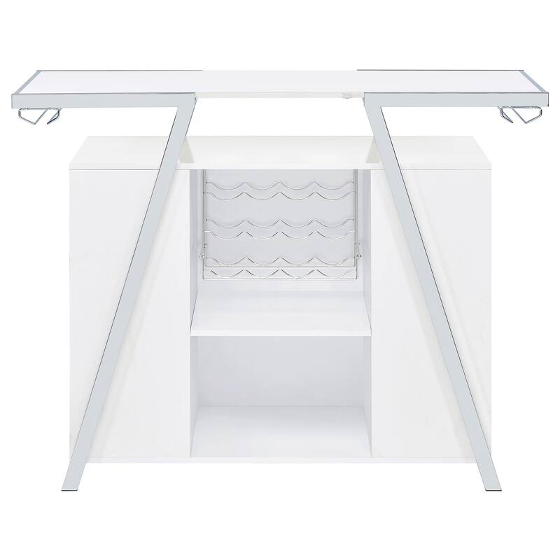 Araceli White High Gloss Freestanding LED Home Bar Cabinet