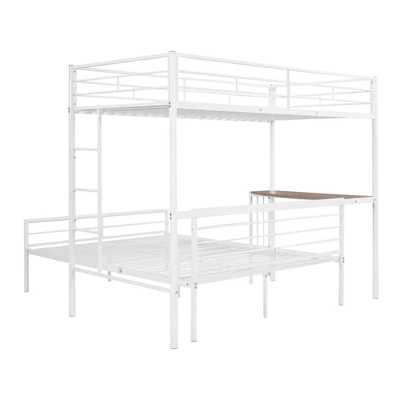 Twin Over Full Metal Bunk Bed w/Desk, Ladder & Quality Slats - Bed Bath ...