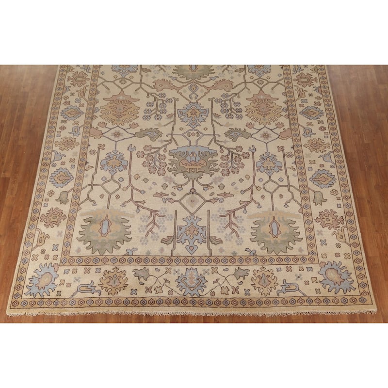 All-Over Oushak Oriental Area Rug Handmade Wool Carpet - 9'1" x 11'6"