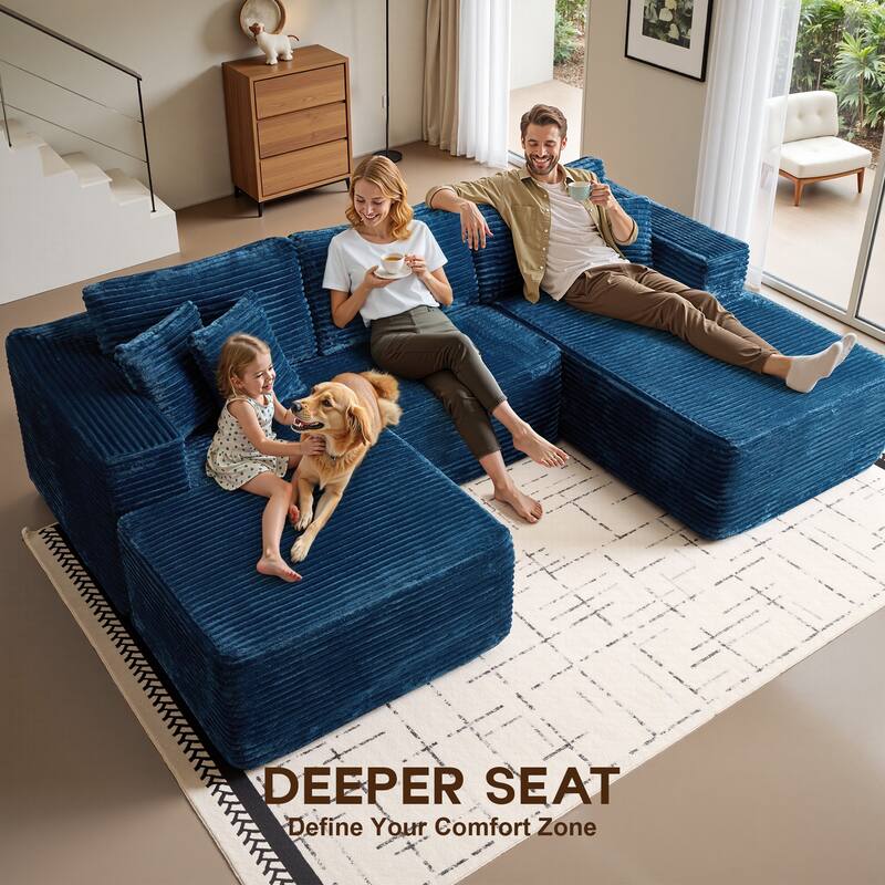 OVIOS All-Foam Cloud L-Shaped Lounger Sofa​ ​​With Ottoman​