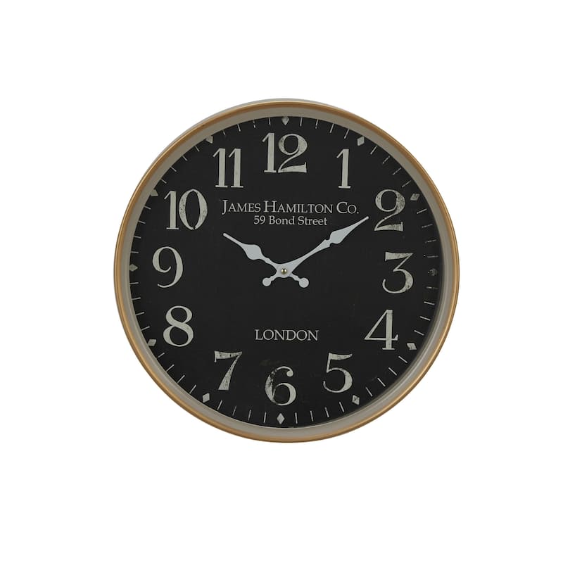 Metal Decorative Wall Clock - Black - Roche River Decor - Black