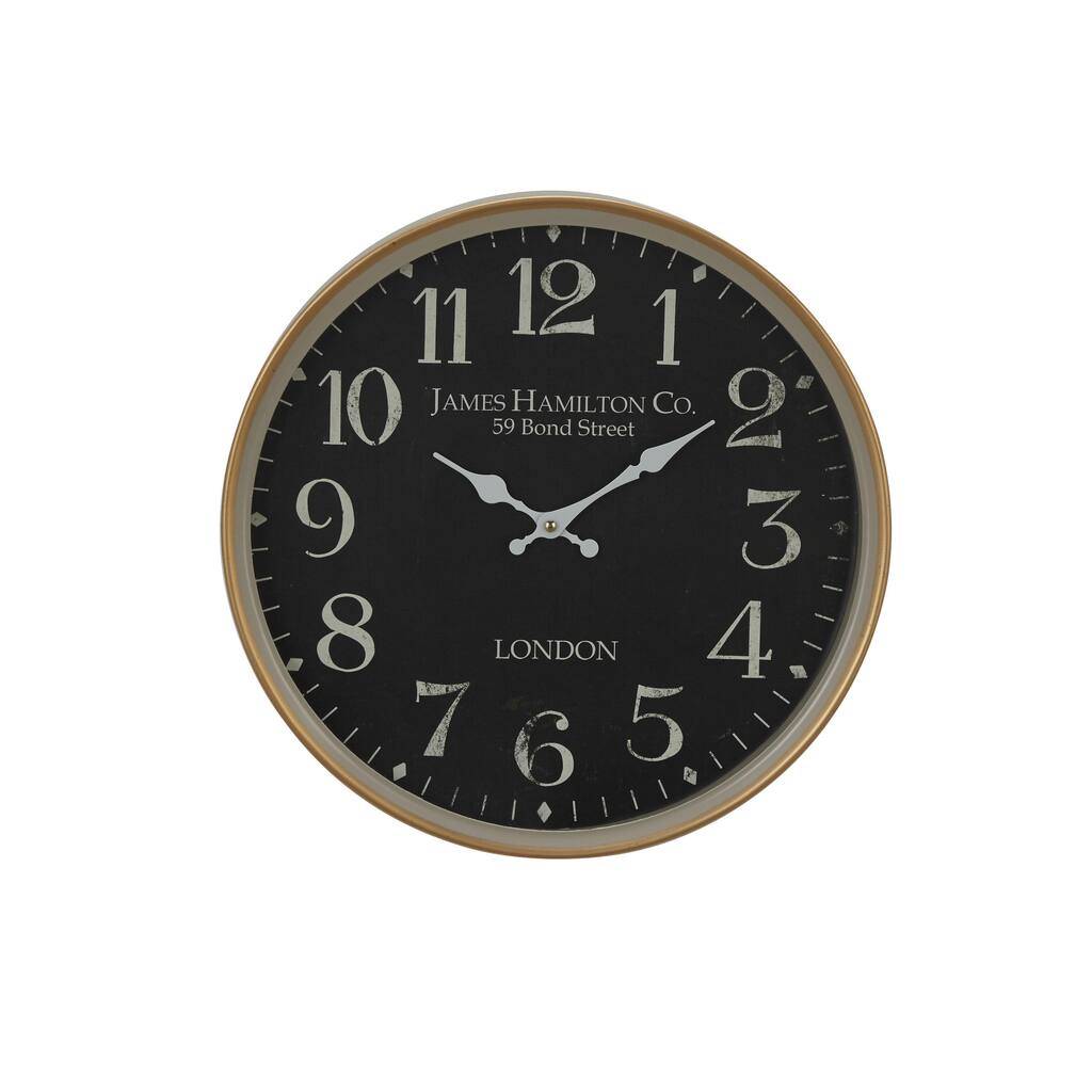 Metal Decorative Wall Clock - Black - Roche River Decor