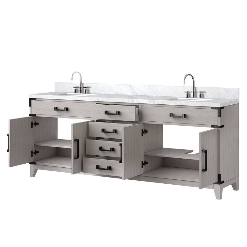 Laurel Bath Vanity Carrara Marble Top, Sink and Faucet