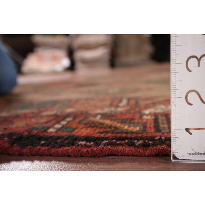 Brown Ardebil Persian Vintage Runner Rug Handmade Wool Carpet - 3'10" x 13'10"
