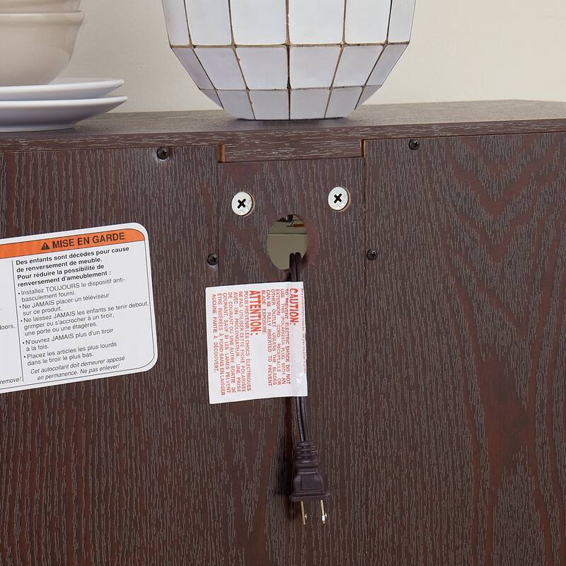 GDFStudio - Traditional Storage Lighted Curio Display Cabinet with Glass Doors and Drawer