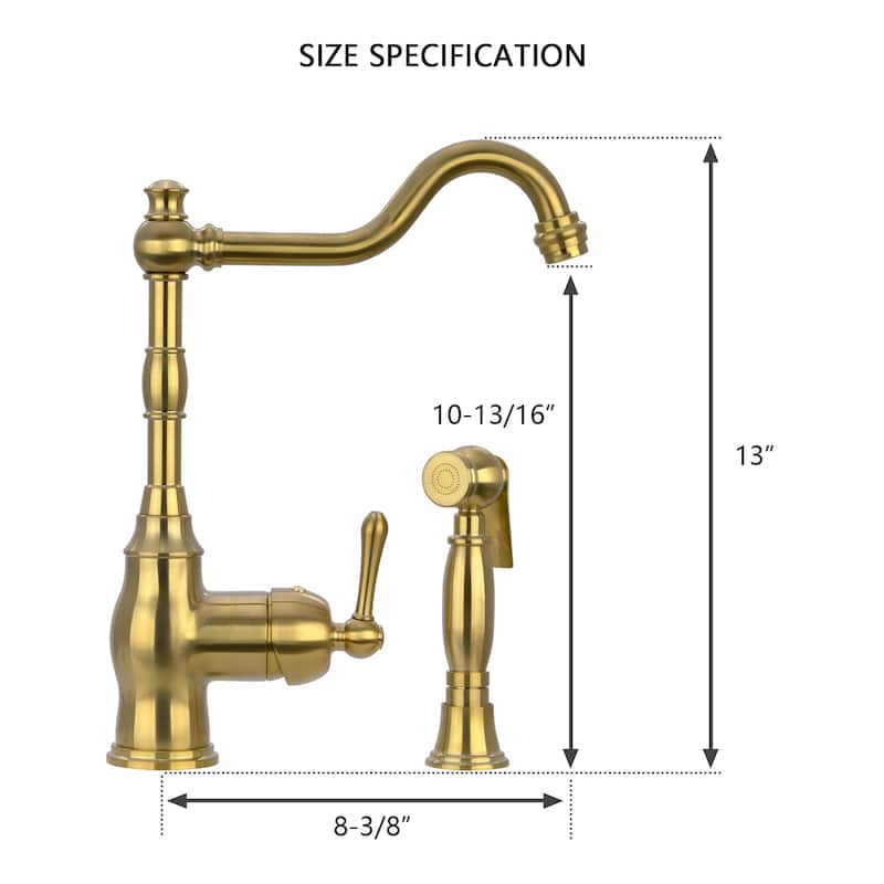 One-Handle Copper Widespread Kitchen Faucet with Side Sprayer