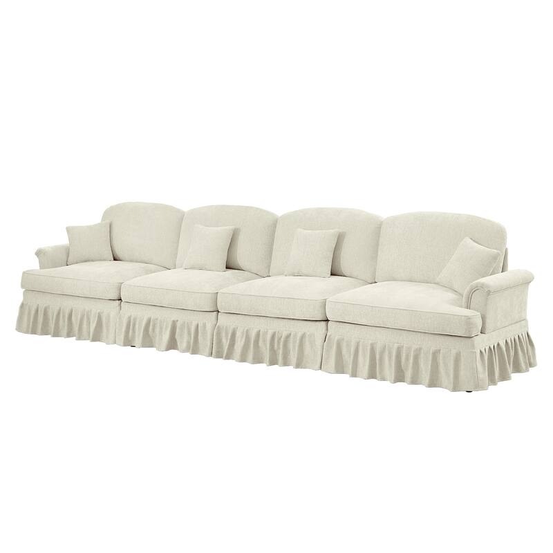 GDFStudio - Elegant Mid Century 4-Seater 137.8" Chenille Sofa with Flared Arms